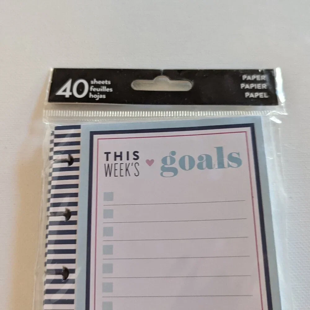 NWT Happy Planner This Week's Goals 40 pgs Classic Half Sheet Filler Paper Pack